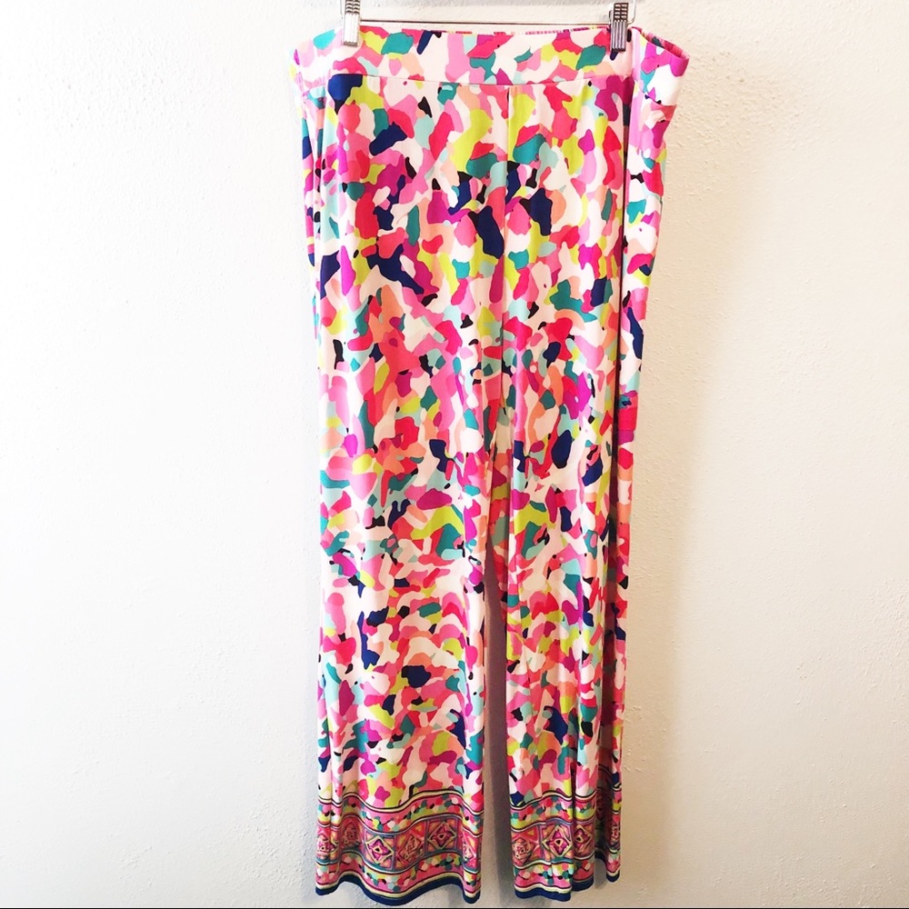 Pappagallo pull on palazzo pants boho wide leg XL